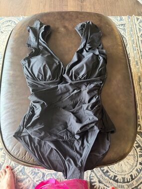 DKNY Black Swim/Bodysuit with Branded Hang Tag